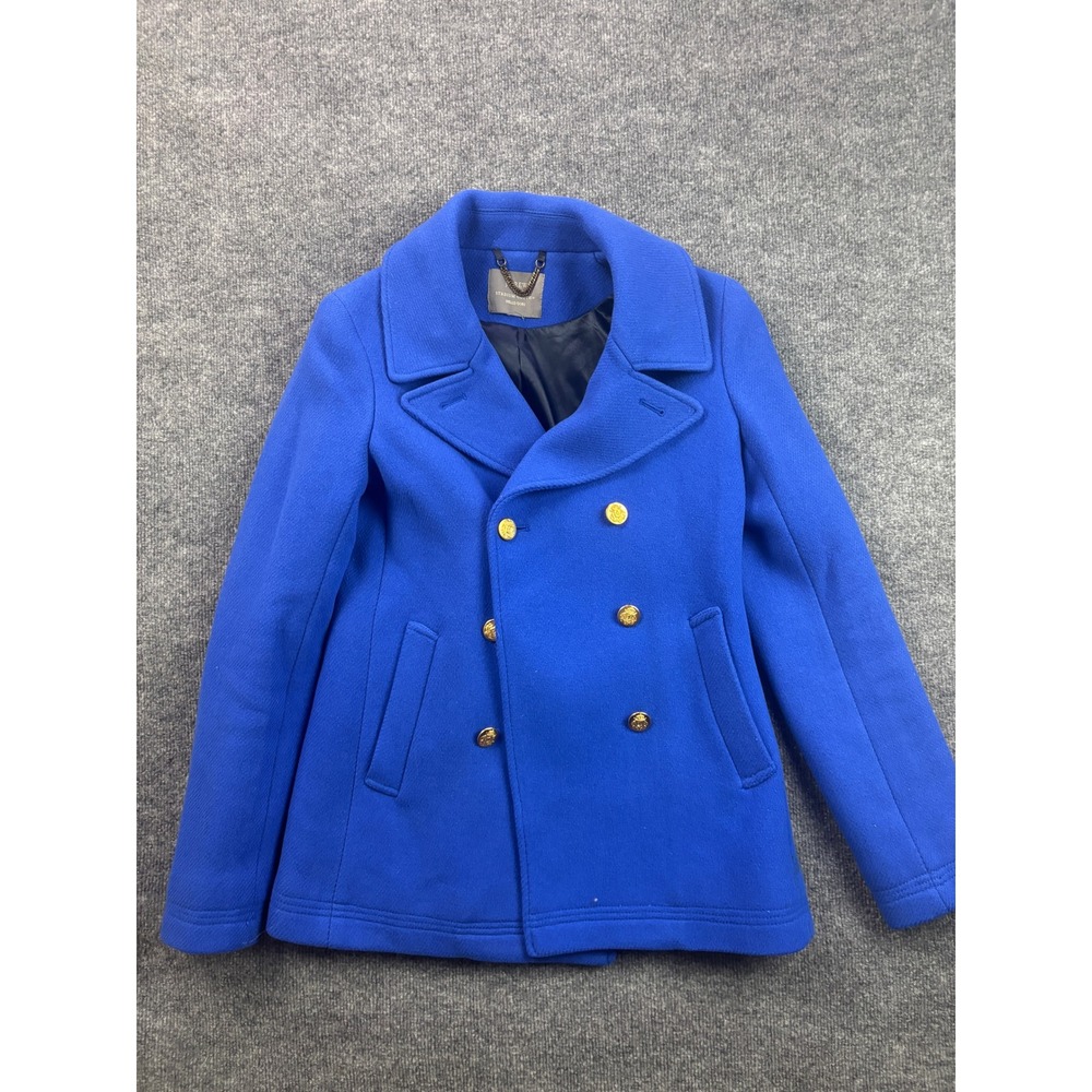 J.Crew Majesty Stadium Cloth Peacoat Women 4 Blue Cloth Wool Blend Gold Button
